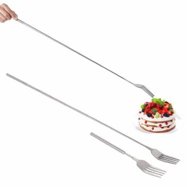 Imagem de AORACONA Garfo Extensível De 23 Cm A 63 Cm, Cabo Longo, Expansível, Divertido, Aço Inoxidável, Extensor Para Jantar, Frutas, Churrasco, Sobremesa, Comer, Telescópico