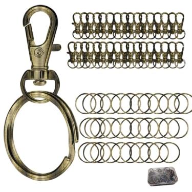 Imagem de Kairsory Chaveiro Kairsory, 68 Ganchos Giratórios Com Argolas Para Chaveiro, Fecho De Metal Tipo Lagosta, 34 Clipes E Corrente, Artesanato, Fabricação Joias (Bronze)