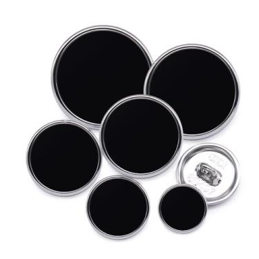 Imagem de SEMINI 36 Peças Mistas De 6 Tamanhos, Botões Metal, Haste Liga, Formato Redondo, Costura Para Mulheres, Homens, Terno, Casaco Lã, Camisa, Calças, Artesanato (Estilo 169 Prata E Preto)