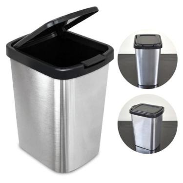 Imagem de Lixeira Prática 9 Litros Prata Vermelho Rose Gold Tampa Click Label - 