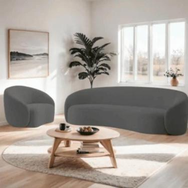 Imagem de Kit Sofá 3 Lugares 200cm e Poltrona Orgânico Luxo Recepção Sala de Est