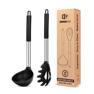 Imagem de Conjunto de utensílios de cozinha, garfo de silicone para macarrão e c