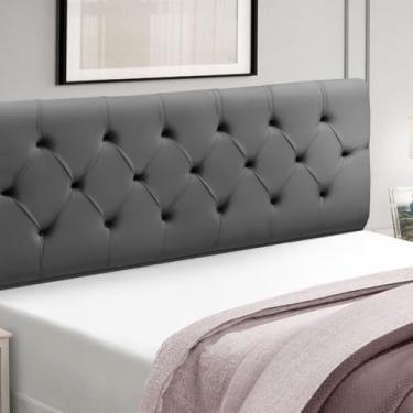 Imagem de Cabeceira Estofada para Cama Box Solteiro Realeza, Veludo, Madeira de Eucalipto (Cinza)