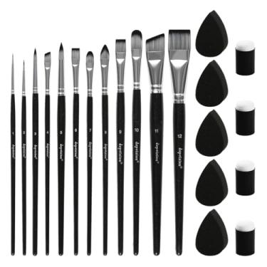 Imagem de Depvision Conjunto de 12 pincéis de pintura facial e esponjas profissionais para pintura acrílica, óleo acrílico, aquarela, têmpera, artista, pincel, para crianças e adultos