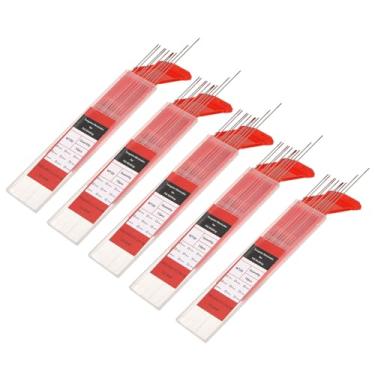 Imagem de HARFINGTON 50 peças de eletrodos de tungstênio para soldagem TIG, 0,1 cm x 17,8 cm, 0,7-0,9% tungstênio para soldagem de aço inoxidável, soldagem de liga de magnésio e alumínio, vermelho WT20