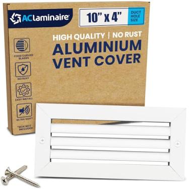 Imagem de Tampa do duto de ventilação de 10 x 10 cm. Grade de retorno de alumínio HVAC grade de teto ou parede lateral sem amortecedor. Aberturas de empena - branco - fluxo de ar fácil. O orifício do duto deve