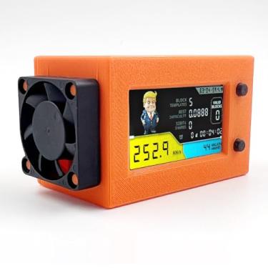 Imagem de NerdMiner V2 Ultra 78KH/S T Display S3 Bitcoin Miner com Baixo Consumo de Energia Crypto Nerdminer com Fan Lucky Miner Win 6.25 BTC (Laranja)