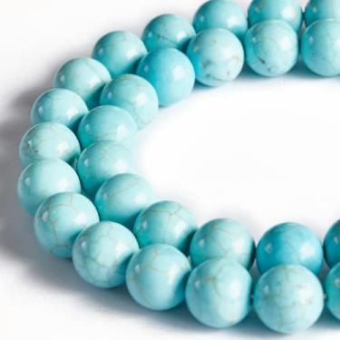 Imagem de 100 contas de pedra preciosa natural turquesa azul de 6 mm contas soltas para artesanato e fabricação de joias