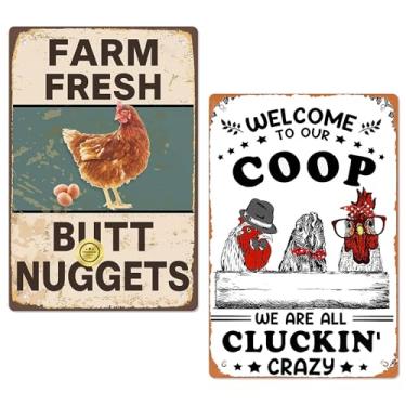 Imagem de awrjdos Pacote Com 2 Placas De Galinha, Decoração Engraçada Galinheiro, Placa Fazenda Para Cozinha E Área Externa, Presentes Fãs Galinhas, 8 X 12 Polegadas