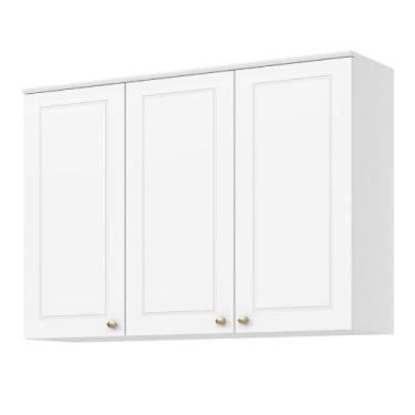 Imagem de Armário de Cozinha Aéreo 120cm 3 Portas Sophia Henn, Branco Fosco