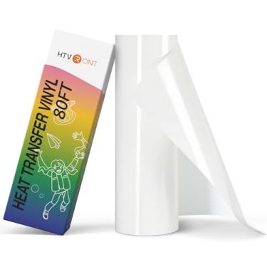 Imagem de HTVRONT Rolo de vinil de transferência de calor - Vinil HTV branco de 3,5 m x 24,4 m para camisetas, compatível com máquina de corte Cricut & Silhouette - Fácil de usar para presentes personalizados