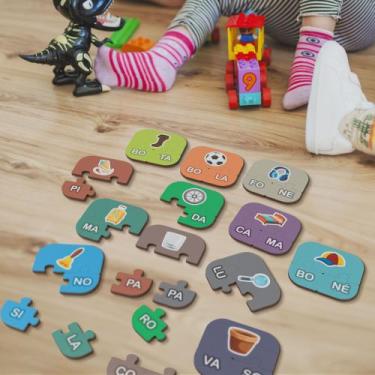 Imagem de Quebra Cabeça Jogo Didático MDF com Sílabas para Alfabetização - Supri