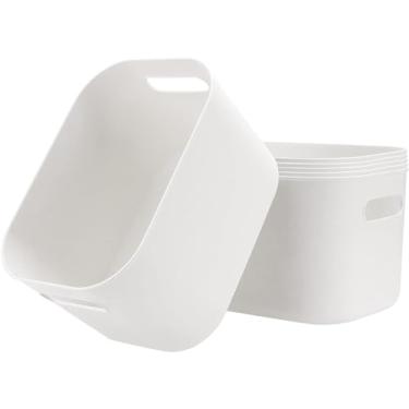 Imagem de JOIKIT Pacote Com 6 Caixas De Armazenamento Brancas Alças, Organizador Banheiro E Cozinha 10 X 7,6 Cm, Recipiente Plástico Para Penteadeira Embaixo Da Pia Cama Sabonete, Toalhas Bolas Banho