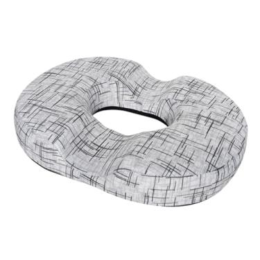 Imagem de Almofada de donut bege para hemorroidas para alívio da dor no cóccix - Almofada bege para cadeira de escritório em casa para trabalho sentado por muito tempo - Almofadas de assento de carro de espuma