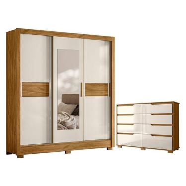 Imagem de Guarda Roupa Casal Bahamas E Cômoda Georgia Freijó Off White– Moval