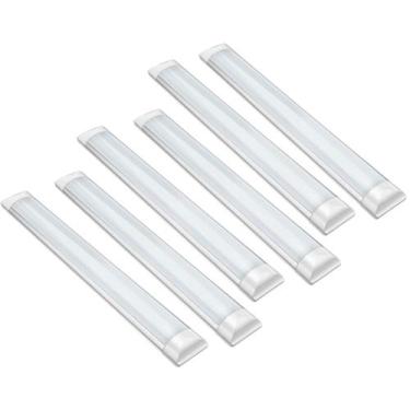 Imagem de Kit 6 Luminária Tubular Led Slim 0,6mt Branco Frio 60cm 40w - ETILUX, 