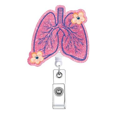 Imagem de Carretel de crachá de terapeuta respiratório de pulmão retrátil engraçado RT suporte de crachá de enfermeira de enfermagem com clipe jacaré divertido de saúde CNA RN LPN clipe de crachá médico cartão