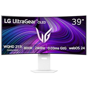 Imagem de LG Monitor de jogos 39GX90SA-W Ultragear WQHD (3440 x 1440) OLED curvo 240Hz, 1ms, compatível com NVIDIA G-Sync, AMD FreeSync Premium, VESA DisplayHDR True Black 400, webOS, USB Type-C, branco