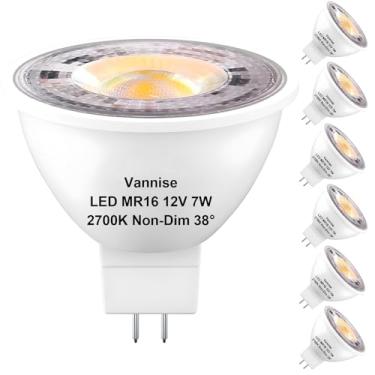 Imagem de Vannise Lâmpada Led Mr16 Gu5.3 2700K, Branco Suave, Pacote Com 6 Lâmpadas Para Iluminação Paisagística, 450Lm, 7W, Equivalente A 50W, Base Sem Cintilação, Luz Não Regulável Ambientes Internos E Exte