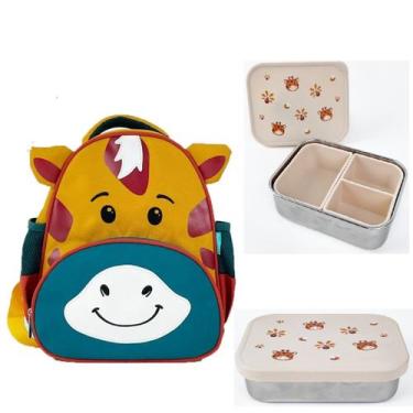 Imagem de Kit Mochila Infantil Com Compartimento Térmico + Lancheira Bento Box S