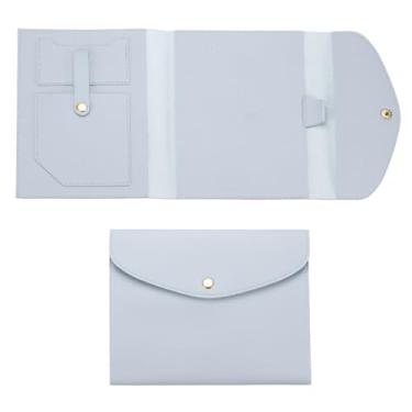 Imagem de PATIKIL Capa planejadora, capa de couro para cartões de visita, documentos, caderno com suporte para caneta, bolso para telefone, compartimento para cartão, botão seguro, azul