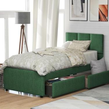 Imagem de Kit Cabeceira de Cama Modulada Decorativa Estofada 40x30 Solteiro Casal King Queen (VERDE, Solteiro)