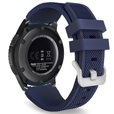 Imagem de MoKo Pulseira compatível com Samsung Galaxy Watch 3 de 45 mm/Gear S3 Frontier/Classic/Galaxy Watch 46 mm/Huawei Watch GT2 Pro/GT 46 mm/GT2 46 mm/Ticwatch Pro 3, pulseira de silicone compatível com pulseira de 22 mm, azul meia-noite