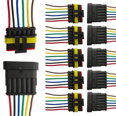 Imagem de Pacote com 6 conectores de fio de 6 pinos 16 AWG à prova d'água conectores elétricos elétricos macho e fêmea para carro, caminhão, barco