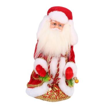 Imagem de Vaveren Papai Noel Brinquedo Elétrico 30cm com Música E Movimento para Enfeite de Mesa, Vermelho, Tamanho real