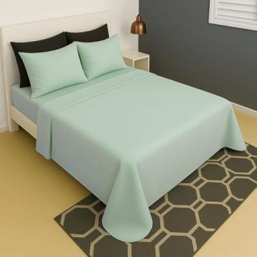 Imagem de Lençol Casal Sem Elástico Superior Malha Liso 100% Algodão (Verde Menta)