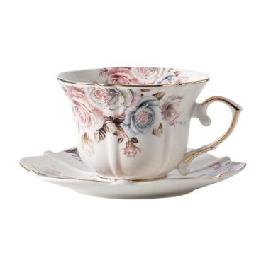 Imagem de Ioensy Caneca de café, caneca de chá, fácil de limpar, uso comercial, presentes para casa, design de flores, capacidade de 200 ml, com alças e enfeite de