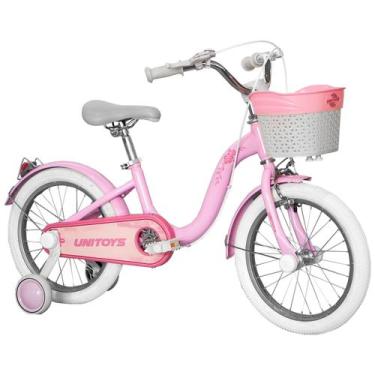Imagem de Bicicleta Infantil Aro 16 Rodinhas Feminina Cor Rosa Com Cesta Proteto