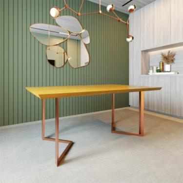 Imagem de Mesa de Jantar Industrial Alice Madeira Maciça Imbuia Pés em Ferro