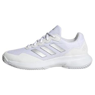 Imagem de adidas Gamecourt 2 Tênis masculino, Branco/Prata Metálico/Branco, 6.5