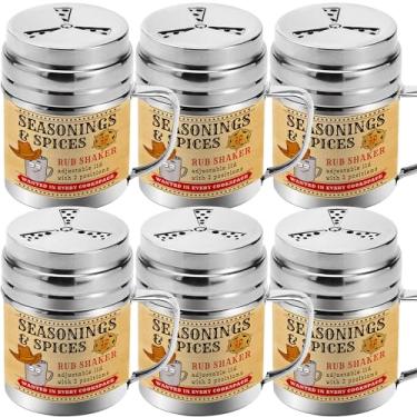 Imagem de CUSINIUM [Pacote com 6] Agitadores de temperos de 293 ml - Shakers para churrasco a seco - Draga de cozinha com tampa e alças ajustáveis em estilo ventilador