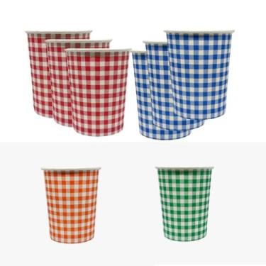 Imagem de Kit 32 Copos de Papel Xadrez Festa Junina 200ml Copo para Quentão Copo Xadrez Quermesse Decoração Festa Fazendinha(SORTIDO)
