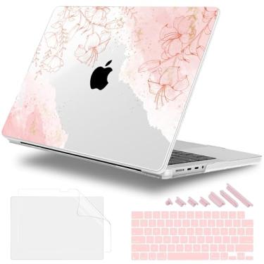 Imagem de Lepeoac Para MacBook Pro 14 polegadas 2023 2022 2021 versão M3 A2918 A2992 M2 A2779 M1 A2442 Pro/Max Chip, capa dura de plástico com capa de teclado e protetor de tela - aquarela floral