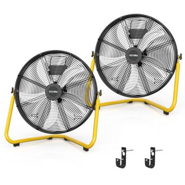 Imagem de CCGIRU Ventilador de piso de alta velocidade de 50,8 cm, ventilador industrial de 3 velocidades de 5500 CFM com sistema de montagem na parede, ventilador de metal resistente para oficina, garagem e