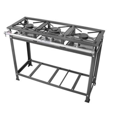 Imagem de Fogão Industrial 3 Bocas 2 Simples Standard Baixa Pressão Grelhas Aço 