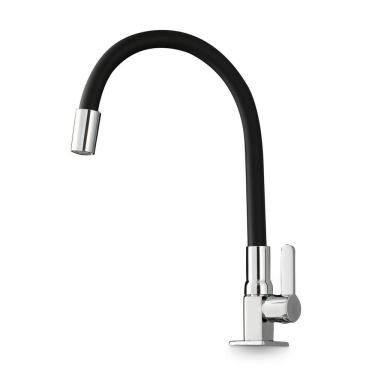 Imagem de Torneira Gourmet Aço Inox 304 Grande 58cm para Cozinha de Mesa - Bancada Pia Flexível Articulada 360° Cromada e Preta