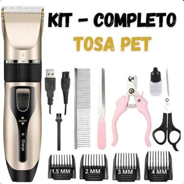 Imagem de Kit Máquina de Tosa Profissional  Cortador Sem Fio e Silencioso para P