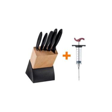 Imagem de Kit - Faqueiro Plenus 6 Peças + 1 Injetor De Temperos Para Churrasco -