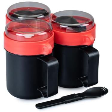 Imagem de MATICAN Caneca de sopa de micro-ondas com tampa, pacote com 3 recipientes para copo de sopa com tampa para macarrão Ramen, sopa, bebidas, seguro para micro-ondas, inclui garfo dobrável, 500 ml