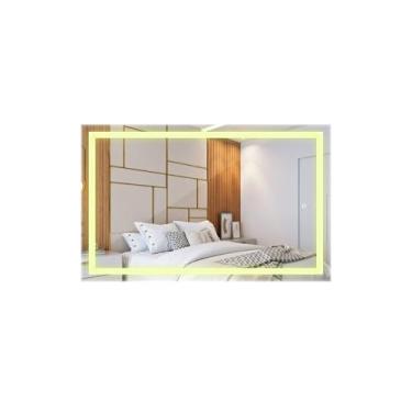 Imagem de Espelho Retangular Jateado LED com Touch, 40x30 cm, Instalação Vertical ou Horizontal (Quente)