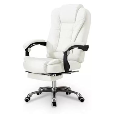 Imagem de Cadeira De Escritório Giratória Reclinável Presidente Com Apoio para Pés Cor:Branca