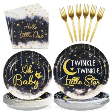 Imagem de Grencian Twinkle Twinkle Little Star Decorations 96Pcs Gender Reveal Party Supplies Plates and Napkins Baby Shower Disposable Tableware for Baby Girls or Boys Gender Reveal Party Decorations Serve 24