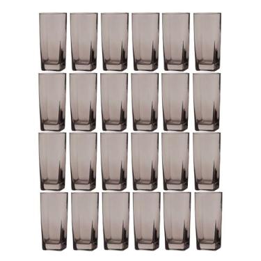 Imagem de Jogo de 24 Copos de Vidro Bali Cinza 320ML Mesa Posta Quadrado - PRATI