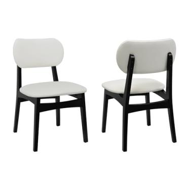 Imagem de Kit 2 Cadeiras Armonia Madeira Maciça Encosto Anatômico - Preto - Assento Estofado Corano Bege