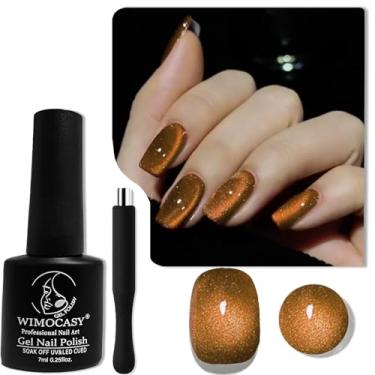 Imagem de Esmalte de gel Wimocacy Cat Eye Gel Holográfico Glitter Esmalte Magnético com Ímã para Salão de Beleza Arte de Unhas Casa DIY (Marrom)
