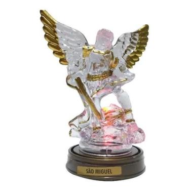 Imagem de Luminária Imagem São Miguel Arcanjo Luzes De Led Vermelho - Amor Lindo